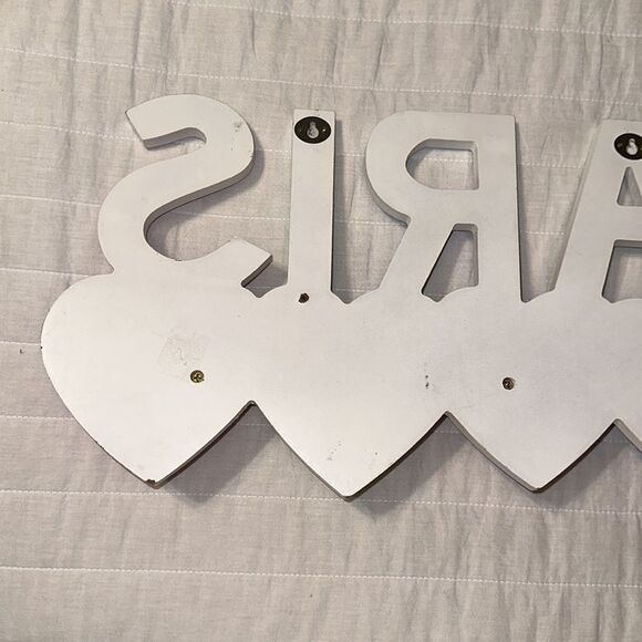 PARIS Love Hearts Multi Girl’s Room Mud Room Bathroom Wooden Hanger Decor - Picture 8 of 16